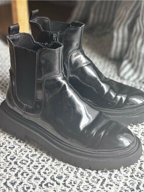 ZARA Girl’s Black Leather Boots (EU Size 36/Big Kid’s Size 6/Women’s 8)